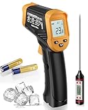 Eventek Infrarot-thermometer, -50°C ~ 600°C Temperaturmessgerät Digital Infrarot Thermometer mit Max/min, laser thermometer mit 304 Fleischthermometer, für Küche, Pizzaofen, Oven, Nicht für Menschen