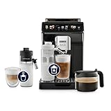De'Longhi Eletta Explore ECAM452.57.G Kaffeevollautomat mit LatteCrema Milchsystem, heiße und kalte Getränke auf Knopfdruck, 3,5 Zoll TFT Touchscreen Farbdisplay, Kaffeekannen inklusive, schwarz