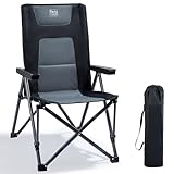 TIMBER RIDGE Campingstuhl Faltbar 260 KG Belastbar 4 Positionen verstellbar Klappstuhl Gepolstert mit Armlehnen Angelstuhl Camping Stuhl Schwarz