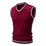 Strickweste Herren Ärmellos Strickpullover V Ausschnitt Pullunder Tracht Zopfmuster Pullover ohne Ärmel Grobstrickpullover Warm Herrenpullover Vintage Pulli Winter Strickpulli Männer Sweater