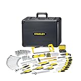 STANLEY 142-teiliges Werkzeug-Set Schraubendreher Set, Schraubenzieher Set - inkl. Wasserpumpenzange, Seitenschneider, Messer, Schraubenschlüssel, Wasserwaage, Bügelsäge STMT98109-1