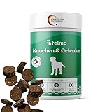 FELMO Knochen- und Gelenk-Snacks mit ca. 70 Leckerlis mit Grünlippmuschel, Glucosamin und Bierhefe für die Stärkung des Bewegungsapparates deines Hundes - Getreide- und zuckerfrei