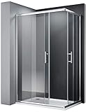 SONNI 80x80cm Eckeinstieg Duschkabine ohne duschtasse, Sicherheitsglas Schiebetür Eckdusche Duschabtrennung Duschschiebetür Glas