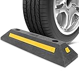 DOITOOL Gummi- Parkbordstein Parkklötze Garagenradstopper Parkscheibe Schwerlast- Einparkhilfe mit Gelben Reflexstreifen für Pkw- LKW- Einfahrt