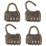 SAFIGLE 4 Stück Retro Zahlenschloss im Antik stil Stabiles Leichtes Kombinationsschloss mit Einstellbarem Zahlencode Rostfrei und Langlebig für Schränke Holzkisten und Escape Anwendungen