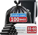 Müllbeutel, 246 l, Schwarz, 100 Beutel mit Kordelzug, verdickt, dehnbar, Haushalt, Küche, Restaurant, Küche, Büro, umweltfreundliche Müllsäcke