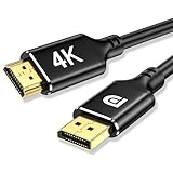 4K Displayport auf HDMI 1M,Uni-Direction,4k@30Hz,2k@60Hz,1080p Full HD,DP(Quelle) zu HDMI(Display) Kabel,Geflochtenes Kabel,Vergoldete Stecker,DisplayPort zu HDMI für Dell,Monitor, Projektor(1M)