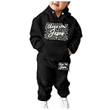 2025 Trainingsanzug für Mädchen - 2/3Tlg Babykleidung Set Einfarbig Jogginganzug Mädchen Zweiteiler Outfit Set Blumenmuster Rüschenärmel Warme Bekleidungssets Streetwear Sportkleidung 3-14 Jahre