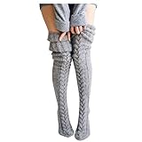 Beinstulpen Damen, Overknees Strümpfe Damen, Wolle Gestrickt Lange Socken Kniestrümpfe Overknee Thigh Highs Beinstulpen Stulpensocken Warm Strick Wintersocken Thermosocken Extra Lang Winter