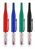 Wentoenapp Mehrfarbige Permanentmarker, 4 Stück, lange Spitze, wasserfest, Rot, Schwarz, Blau, Grün