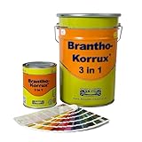 Brantho Korrux 3in1 Rostschutzfarbe - Primer, Rostschutz und Lack RAL 9005 - tiefschwarz / 750ml