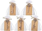 GoMaihe 50 Stück 5 Stile Vintage Schlüsselanhänger Flaschenöffner Geschenk Einladungen Hochzeit mit DIY Karte und Geschenktasche transparent für Hochzeitsgeschenke für Einladungen Dekoration für Party