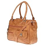 Christian Wippermann große Damen Umhängetasche Tasche Schultertasche in Leder Optik (Cognac)