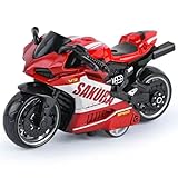 JhavexToy Spielzeug Motorrad Legierung Motorrad Simulation Pull-Back Motorrads Kinder Motorrads Spielzeug Geeignet Für Kinder Über 3 Jahre Alt Lernspielzeug Geburtstagsgeschenk - Rot