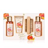 Accentra Badeset, Pflegeset ESSENTIAL BOTANICS – FRUITS in Geschenkbox – Duschgel – Schaumbad – Bodylotion – Nagelbürste – in Pfirsichduft
