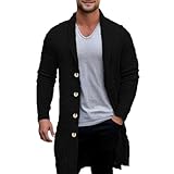 Strickjacke Herren Baumwolle Trenchcoat Cardigan Feinstrick Herren-Mäntel Weich Übergangsjacke Gestrickt Freizeitjacke Mantel Schlank Overcoat Modische Streetwear Alltagsjacke Cardigan-Jacke