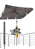 Menz Sonnenschirm Balkon - 3-IN-1 Sonnenschutz Balkon SET in Taupe, UPF 50+ Sonnenschirm rechteckig 200 x 125cm + Sonnenschirmhalter Balkongeländer + Sonnenschirmhülle