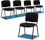 LEADZM Stapelstühle，Schwingstuhl，Bürostuhl Ohne Armlehne，mit Gepolsterter Sitzfläche & Rückenlehne，Konferenzstuhl, Home Office, Rezeption, 5er(Schwarz)