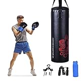 COSTWAY 20KG Boxsack-Set mit 10oz Boxhandschuhen und Springseil, Punchingsack für Kinder und Erwachsene, Punching Bag, Boxing Bag inkl. Deckenhaken zur Montage für MMA, Kickboxen, Muay Thai, Taekwondo