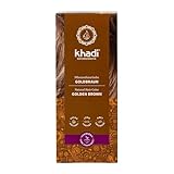 khadi GOLDBRAUN Pflanzenhaarfarbe, Haarfarbe für schillerndes Bernstein bis zu samtig glänzendem Goldbraun, Naturhaarfarbe 100% pflanzlich, natürlich & vegan, Zertifizierte Naturkosmetik, 100g