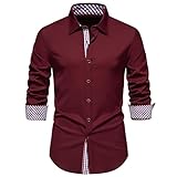Smokinghemd für Herren, schmale Passform, Herrenhemden, langärmelig, elegant, lässig, mit kariertem Kragen, formelles kurzes Hemd, faltenfrei, Smoking, Bluse, Doppelmanschette, schmale Passform