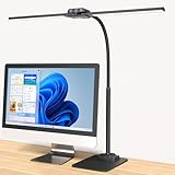 KableRika Schreibtischlampe LED Dimmbar: Doppelkopf LED Schreibtischlampe für Homeoffice - Augenschutz tageslichtlampe schreibtisch mit Metallbasis - büro tischlampe - schreibtischleuchte schwarz