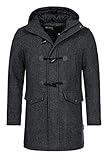 Indicode Herren Liam Dufflecoat | Wintermantel Wollmantel Herrenmantel Mantel für Männer Black mix L