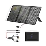 Solarpanel Faltbar, 100W Solarmodul mit ETFE Monokristalline Solarzelle für Powerstation, Solarladegerät mit MC4/6 in1 Solar Panel Stecker, Verstellbarem Ständer,IP65 wasserdicht für Camping,Garten,RV