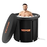 VEVOR Eisbad Eistonne Eisbadewanne 330L aufblasbare Faltbadewanne mit Abdeckung, 85x75 cm Eisfass Eisbaden Tonne für zuhause und Outdoor Kryotherapie Eis Bad für Sportler & Anfänger