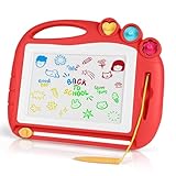 OFFCUP Magnetische Maltafel Kinder Zaubertafel ab 3 Jahr Bunt Magnetische Zeichenbrett Lernspielzeug mit 3 Form Stempel Spielzeug Geschenk für Kinder ab 3 Jahre Mädchen Jungen -Rot