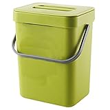 Ronlok Mülleimer mit Deckel, grüner Mülleimer aus Kunststoff, hängend, für Badezimmer/Büro, Abfalleimer für Küche, kleiner Abfalleimer für Schlafzimmer, 0,8 Gallon