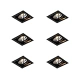 Qazqa - Set mit 6 Moderner Einbau Spot schwarz 18 cm verstellbar - Artemis 111 I Wohnzimmer I Schlafzimmer - Aluminium - LED geeignet GU10