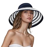Generisch Stylischer Sonnenhut mit extrabreiter Krempe für Damen Herren als idealer Begleiter bei Outdooraktivitäten im Sommer (Navy, One Size)