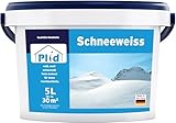Plid® Schneeweiß Wandfarbe Weiß 5L [HOHE DECKKRAFT] - Weiße Wandfarbe Polarweiß geruchsarm - Farbe Wand - Weisse Innenfarbe Wall Paint White - Wandfarbe ausbessern weiß - Diffusionsfähig
