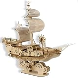 Sadodo 3D Holz Puzzle Schiff,Piratenschiff Modellbau DIY Holzpuzzle Modellbausatz Bausatz für Erwachsene und Jungenliche,Valentinsgeschenk Geburtstag Kinder Geschenke Idee Piraten Schiff Dekoration