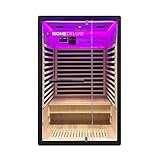 Home Deluxe – Infrarotkabine – Nero - M – 120 x 105 x 190 cm - für 2 Personen, 4 Karbon - Flächenstrahler – Holz: Hemlocktanne I Infrarotsauna, Sauna, Wärmekabine, Infrarot