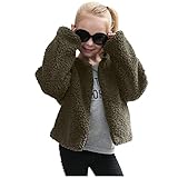 Jacke Mädchen Langarm Sherpa Teddy Fleece Mantel Kinder Warme Jacke mit Taschen Einfarbig Ddichte Jacke Thermojacke Leicht Winterjacke Winter Freizeit Jacken (Green, 2-3 Years)