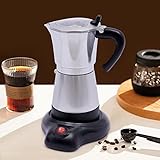 480W Elektrische Espressokocher mit Sockel und Anti-spritz und Anti-rutsch Griff Espressomaschine für 6 Tassen Espressokocher Italienische für Familien, Versammlungen, Cafés, Büros