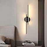 Riserva LED Wandleuchte Innen, Lang Wandlampe 3000K Warmweiß, Minimalistische Nachtlampe, Modern Parallele Wandbeleuchtung für Schlafzimmer, Wohnzimmer, Arbeitszimmer, Esszinmer, 24W, (Schwarz)