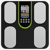 Körperfettwaage, Smart Waagen mit körperfett und muskelmasse, BMI, Viszerales Fett, Körperwasser(20 Körperwerte) - Personenwaage mit Körperfettanalyse, 4-Elektroden BIA Technologie, bis 180kg grüner