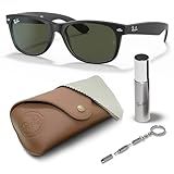 Ray-Ban RB2132 X-Large quadratische Sonnenbrille, BRILLEN-SET | Exklusiv-Etui und Care-Kit | Matte Black/G-15 Green