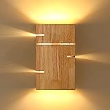 Aanyhoh Holz Wandleuchte Innen, Vintage Wandlampe Up Down Licht, E27 Retro Industrial Wandlampen Flurlampe, 3000K Warmweiß, Wandleuchten für Schlafzimmer Wohnzimmer Flur Treppenhaus, inkl. Glühbirne