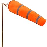 Anley 30 Zoll Windsack Ripstop Nylon Windrichtungsmessung Socktasche mit Reflexgürtel - Für den Außenbereich von Flughafen-Farm & Park - Orange 2,5 Fuß
