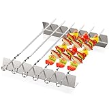 Homealexa Grillspieße Edelstahl, Schaschlikspieße Edelstahl Grill Spieße mit Halterung, 6 Pack Grill Kabob Lange Spieße Fleischspieße Set Grill Skewers Grillzubehör