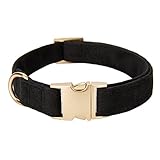 YUDOTE Ultraweiches Hundehalsband natürliche Baumwolle Cord für Kleine Hunde mit empfindlicher Haut,Schwarz