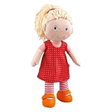HABA Stoffpuppe Annelie – Weiche Puppe mit Haaren zum Stylen – Mit wechselbarer Kleidung – Ab 18 Monaten – 30 cm – Waschbar – 1302108001
