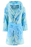 Disney Frozen Elsa Mädchen Fleece-Bademäntel mit Schneeflocken-Muster, Kapuze und Taschen,Kapuzenbademantel 2-8 Jahre (DE/NL/SE/PL, Numerisch, 128, 128, Regular, Blau)