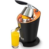 LEBENLANG Orangenpresse elektrische Edelstahl 600W - Inkl. Edelstahlkegel & BPA-Frei I Hohe Saftausbeute für Orangen & Zitronen I Elektrische Saftpresse elektrisch Entsafter Zitruspresse Fruchtpresse