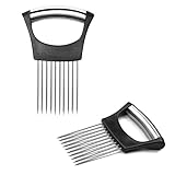 YUE QIN 2 Stück Zwiebelhalter Edelstahl Zwiebelschneider Halter Food Slice Assistant Gemüsezerkleinerer Tomate Zwiebel Zitrone Gemüse Slicer Schnitthilfe Slicing Cutter Sicher Gabel