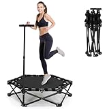 Fitness Trampolin klappbar ohne Installation 41.7 Zoll Mini Trampoline Tragfähigkeit 150 KG 3 verstellbare Handgriffstufen Stabiler und leiser für Kinder u. Erwachsene Indoor/Outdoor